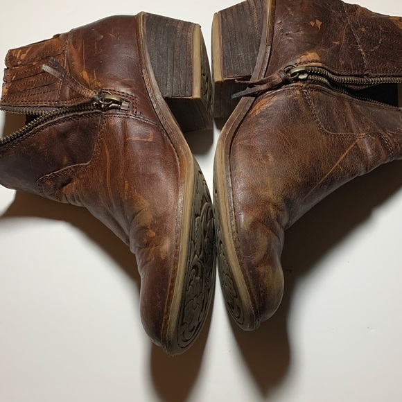 Sofft Rich Brown Distressed Leather Ankle Boots - Picture 4 of 9